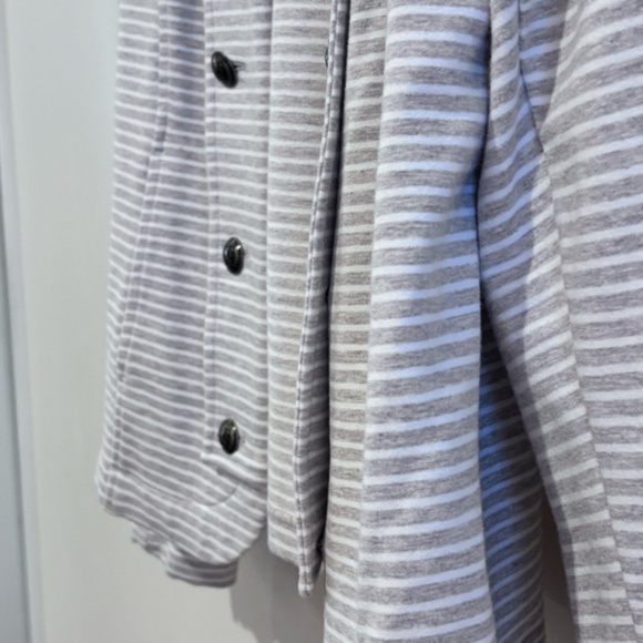 Tommy Hilfiger Women's Gray White Stripe SZ L Open Front Military Band Jacket - Picture 10 of 16